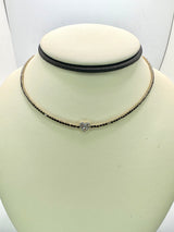 Tennis Choker Rose Gold and Black Diamonds with Diamond heart Pendant