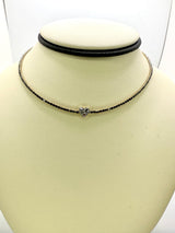 Tennis Choker Rose Gold and Black Diamonds with Diamond heart Pendant