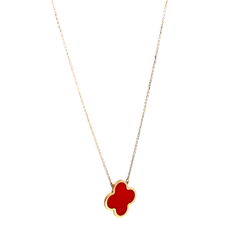 One Big Clover Necklace Yellow Gold