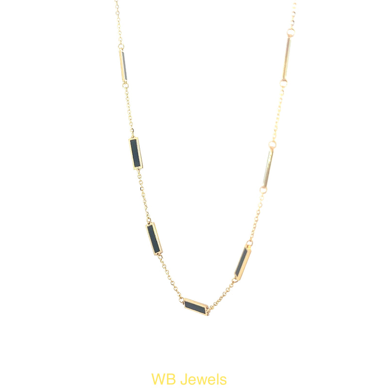 Yellow Gold Black Rectangle Necklace