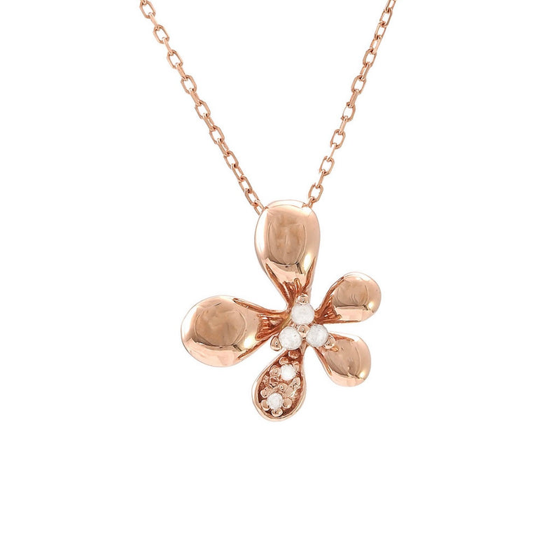 Rose Gold Diamond Flower Necklace