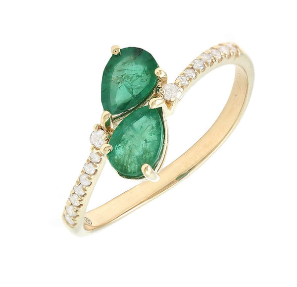 Twin Pears Emerald Ring