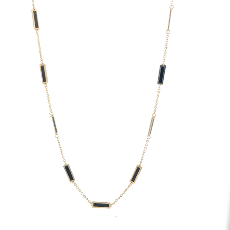 Yellow Gold Black Rectangle Necklace