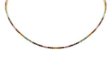 Yellow Gold Multi Color Gemstone Tennis Necklace