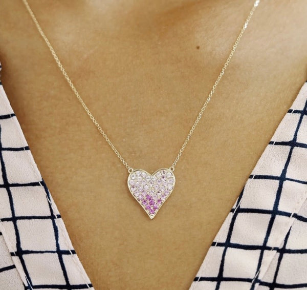 Pink Sapphire Heart Necklace