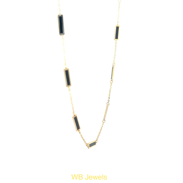 Yellow Gold Black Rectangle Necklace