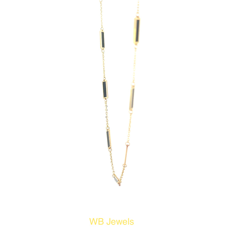 Yellow Gold Black Rectangle Necklace