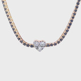 Tennis Choker Rose Gold and Black Diamonds with Diamond heart Pendant