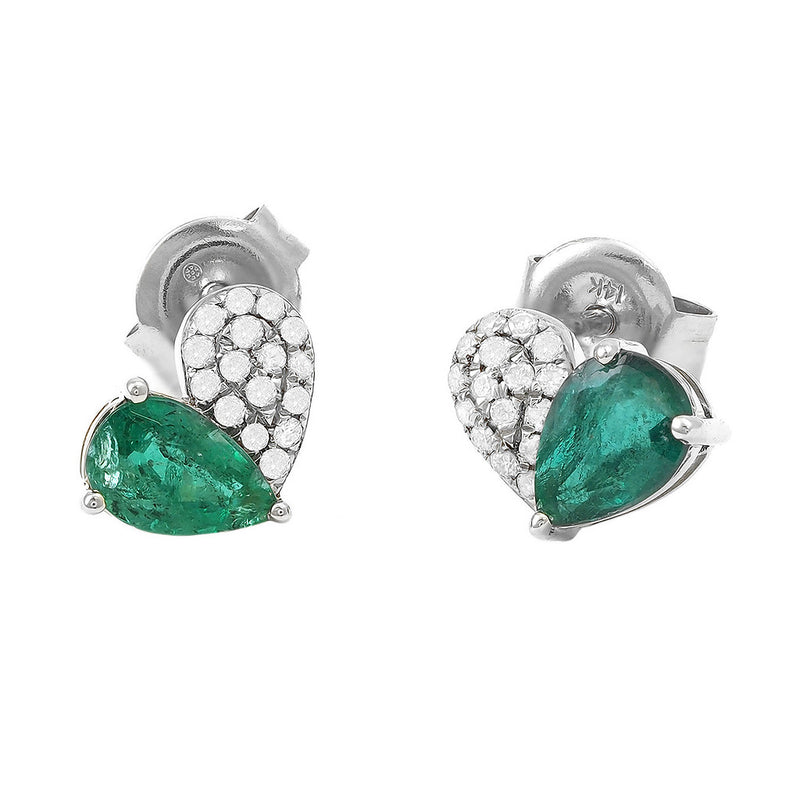 Heart Diamond And Emerald Earring