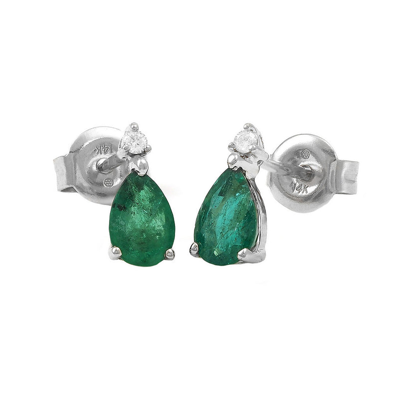 Classic Pear Prong Emerald Earrings