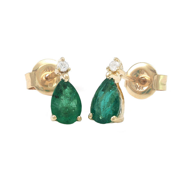 Classic Pear Prong Emerald Earrings