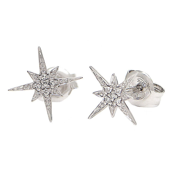 White Gold Star Earrings