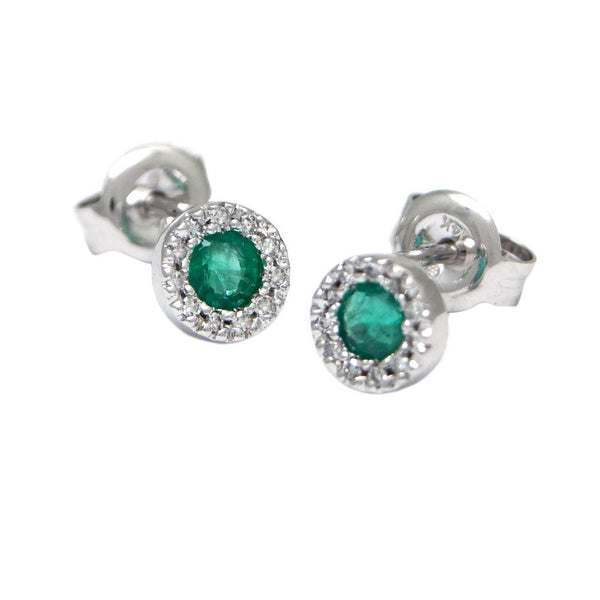 Halo Round Prong Emerald Earring