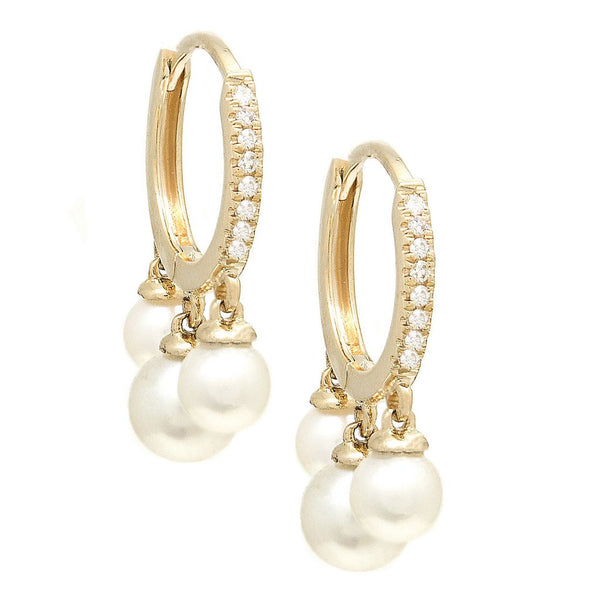 Yellow Gold Pearl Earrings