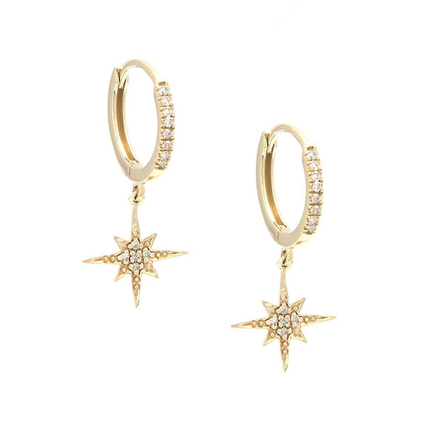 Star Drop Diamond Earrings