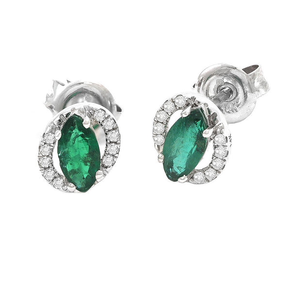 Marquise Prong Emerald Earrings