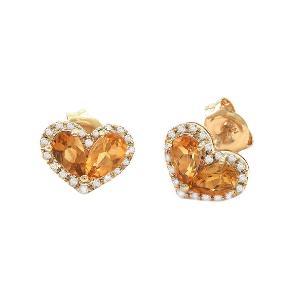 Citrine Pear Heart Earring