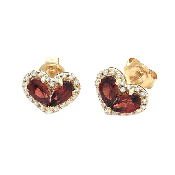 Garnet Pear Heart Earring