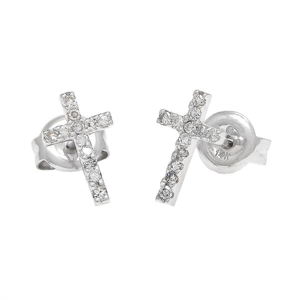 White Gold Cross Earring