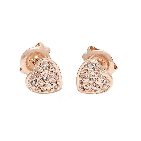 Rose Gold Diamond Heart Stud Earring