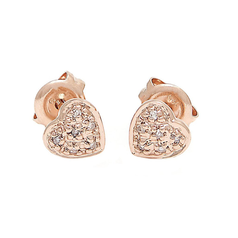 Rose Gold Diamond Heart Stud Earring