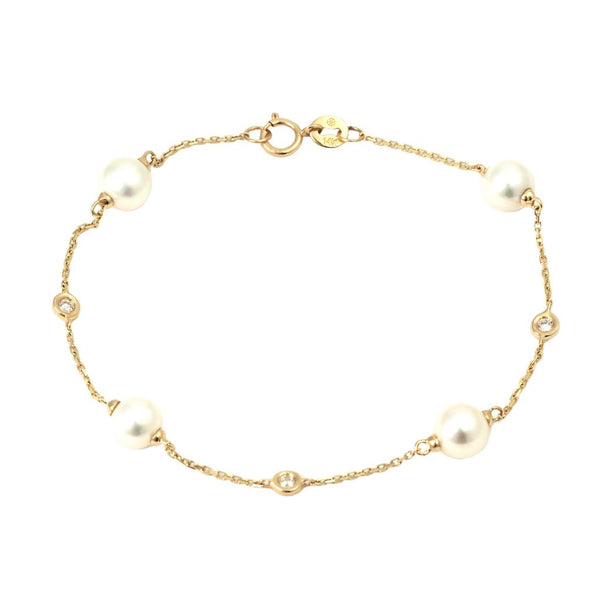 Yellow Gold Pearl Bracelet