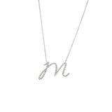 Cursive White Gold Initial Diamond Necklace