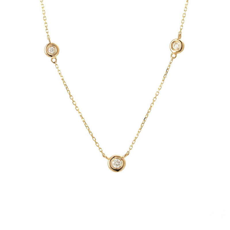 Yellow Gold Round Bezel Diamond Necklace