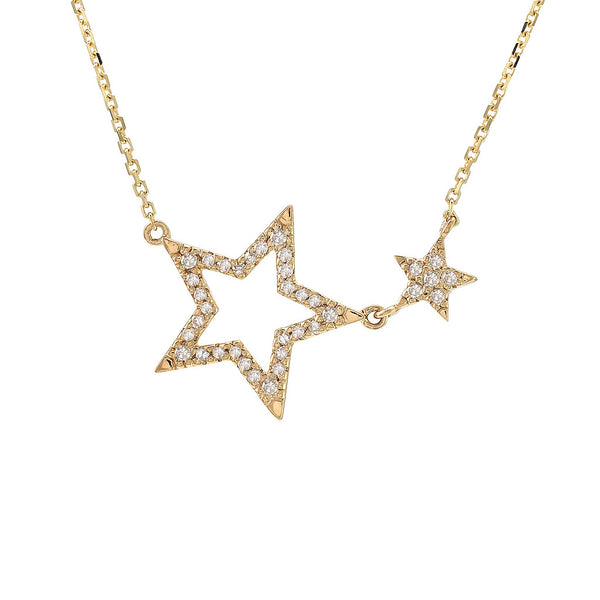 Gold double star Necklace