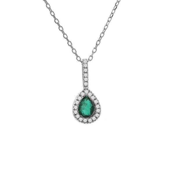 Pear Prong Emerald Necklace