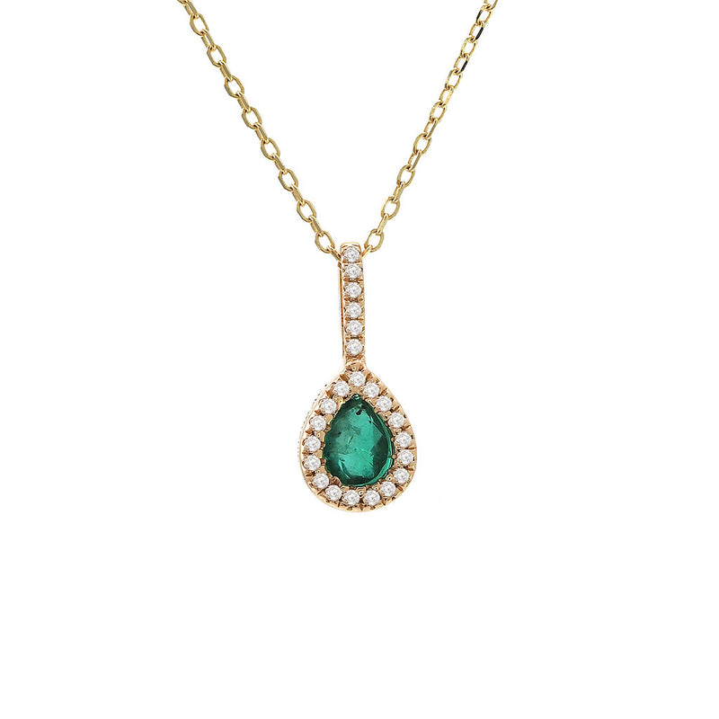 Pear Prong Emerald Necklace