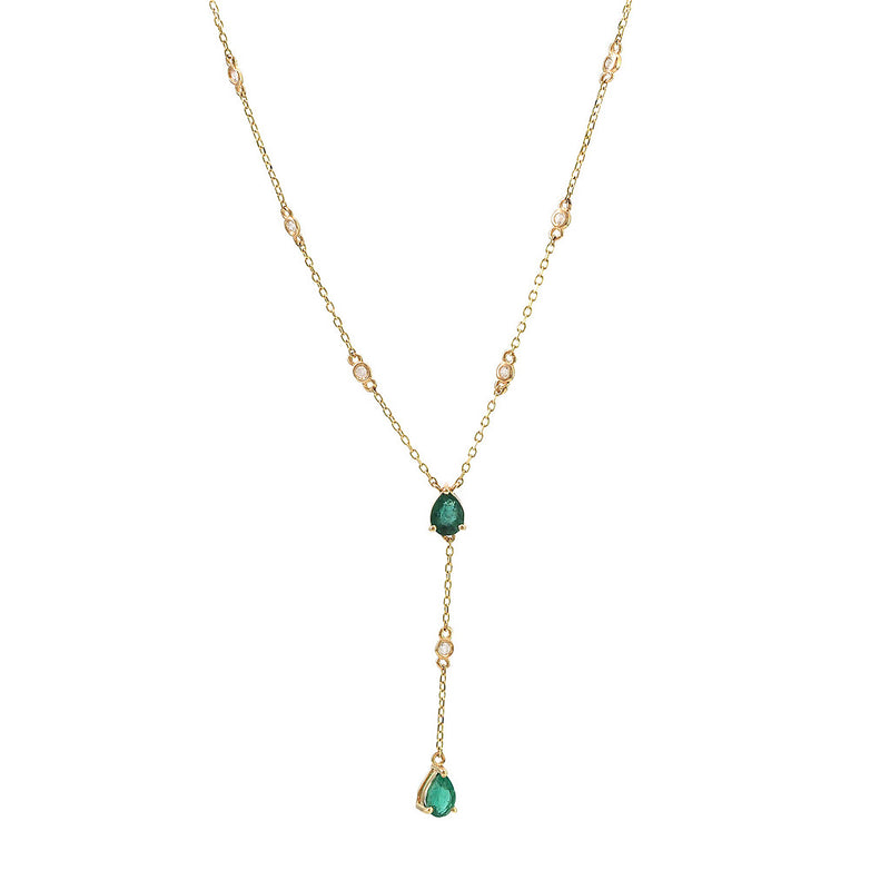 Drop Pear Emerald Necklace