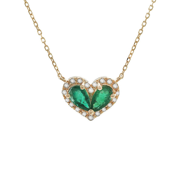 Emerald Pear Heart Necklace