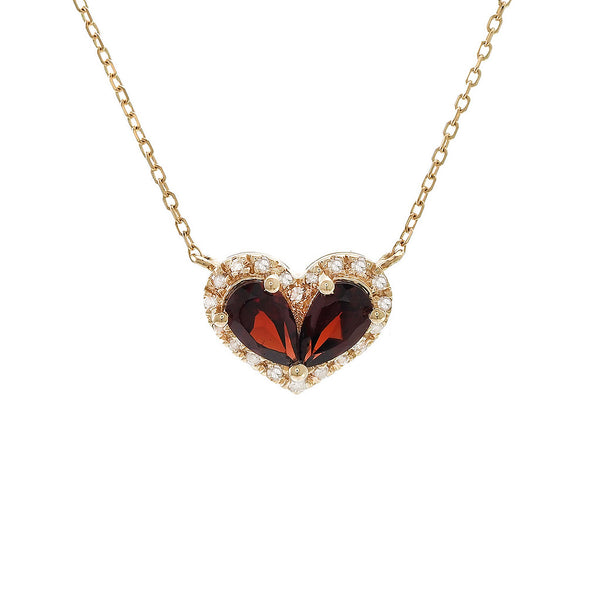 Garnet Pear Heart Necklace