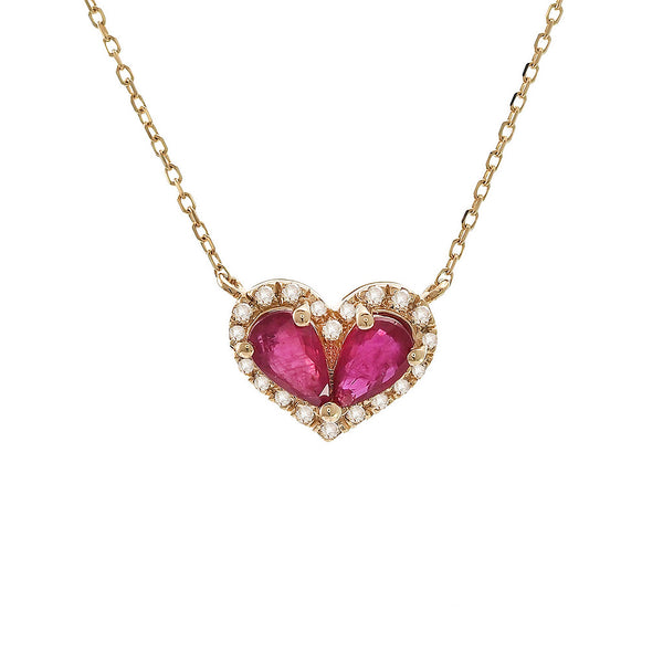 Pink Pear Heart Necklace