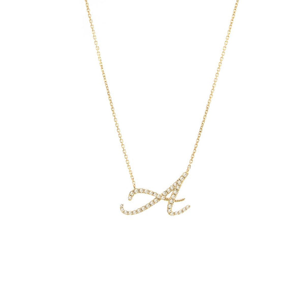 Cursive Initial Diamond Necklace