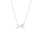 Cursive White Gold Initial Diamond Necklace