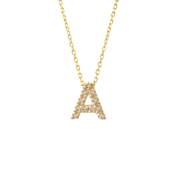 Gold Initial Diamond Necklace