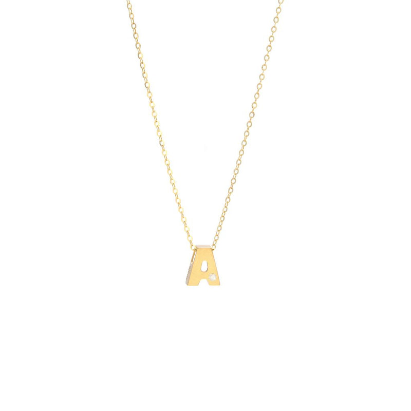 Yellow Gold Round Initial Necklace