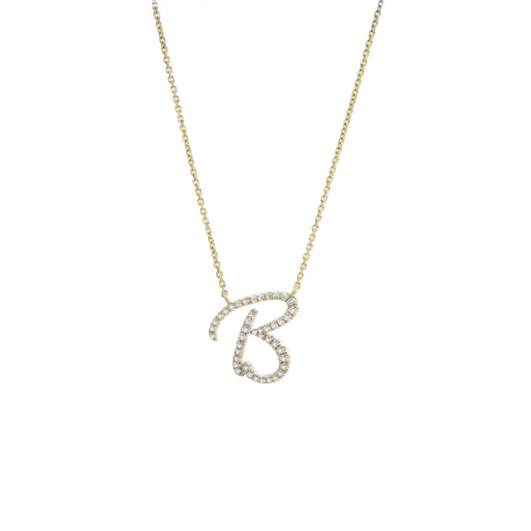 Cursive Initial Diamond Necklace