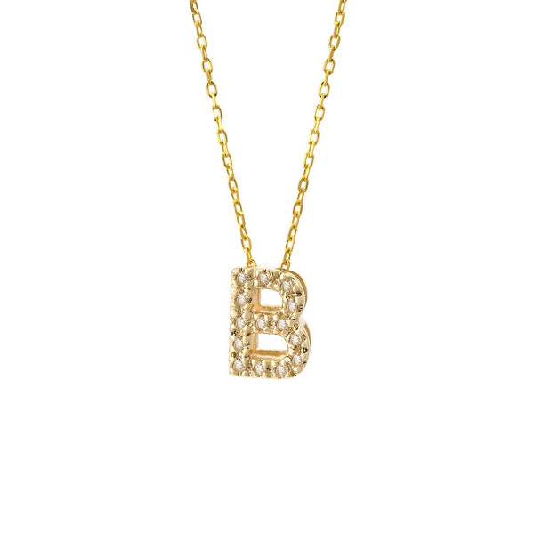 Gold Initial Diamond Necklace