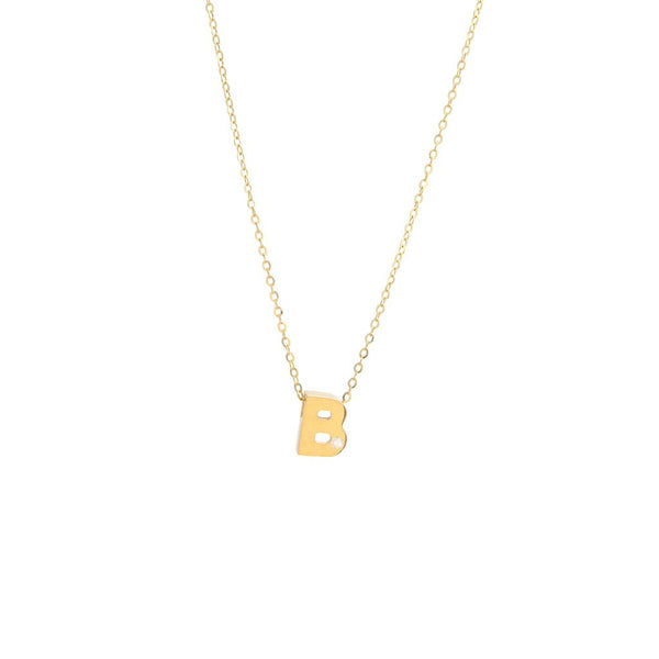 Yellow Gold Round Initial Necklace