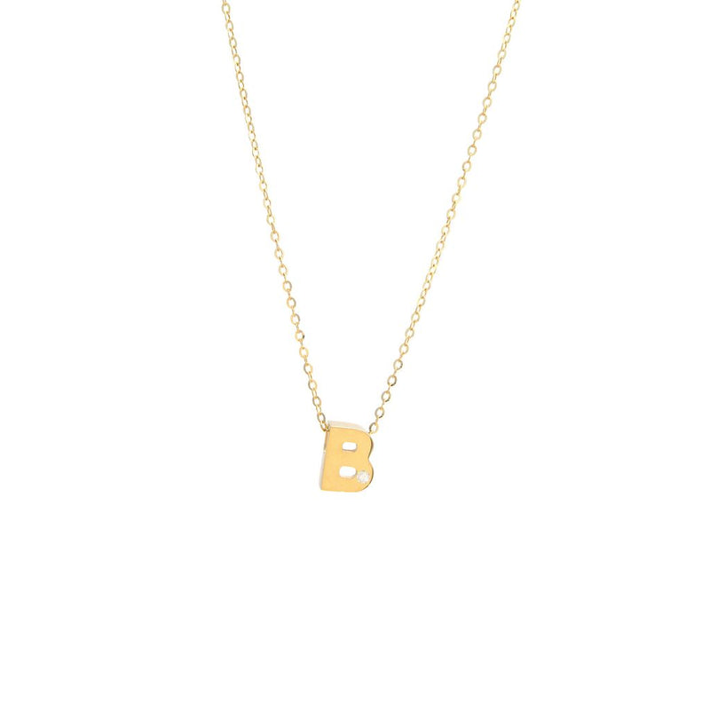 Yellow Gold Round Initial Necklace