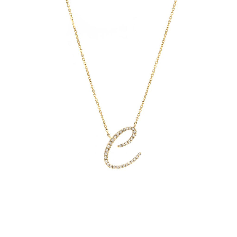 Cursive Initial Diamond Necklace