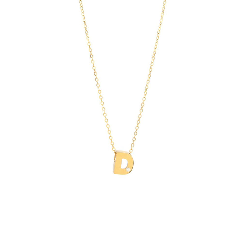 Yellow Gold Round Initial Necklace