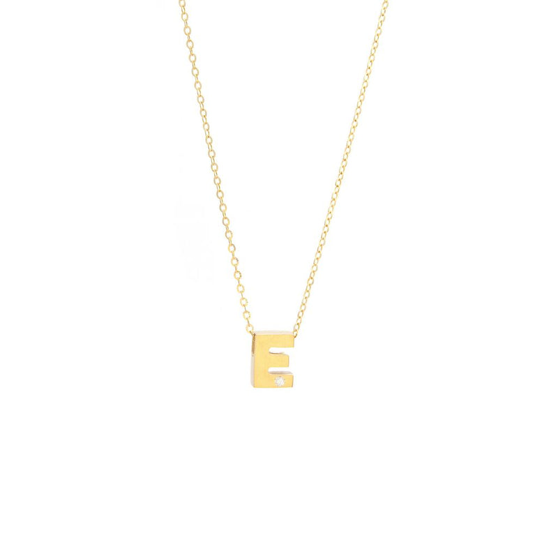 Yellow Gold Round Initial Necklace