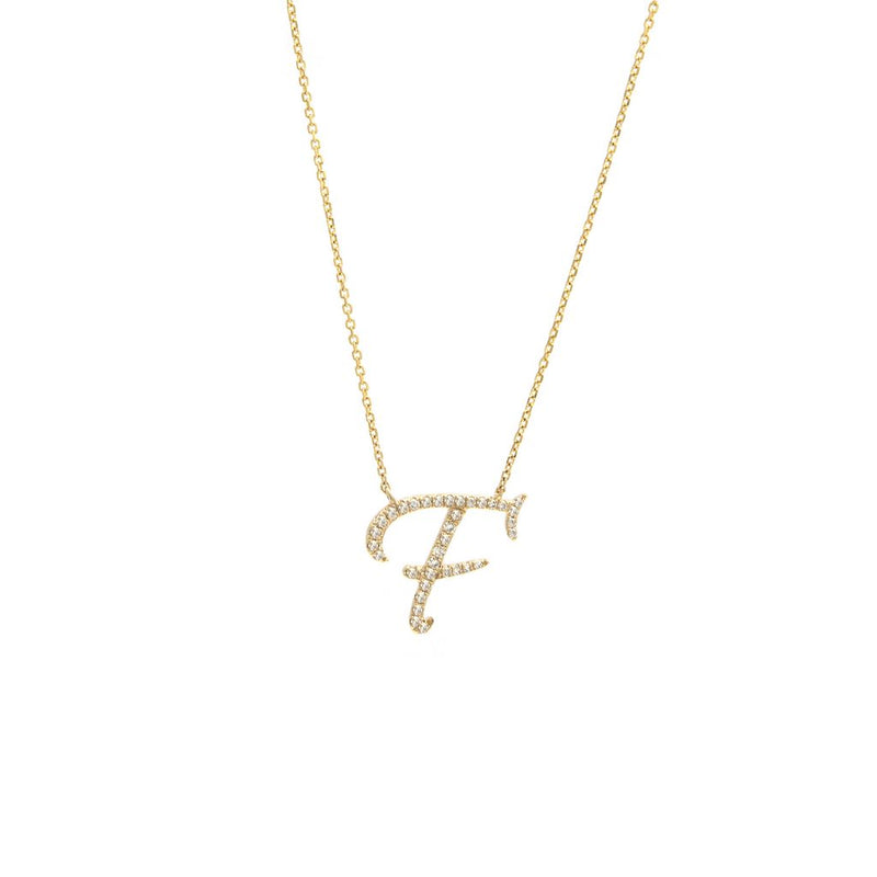 Cursive Initial Diamond Necklace