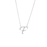 Cursive White Gold Initial Diamond Necklace