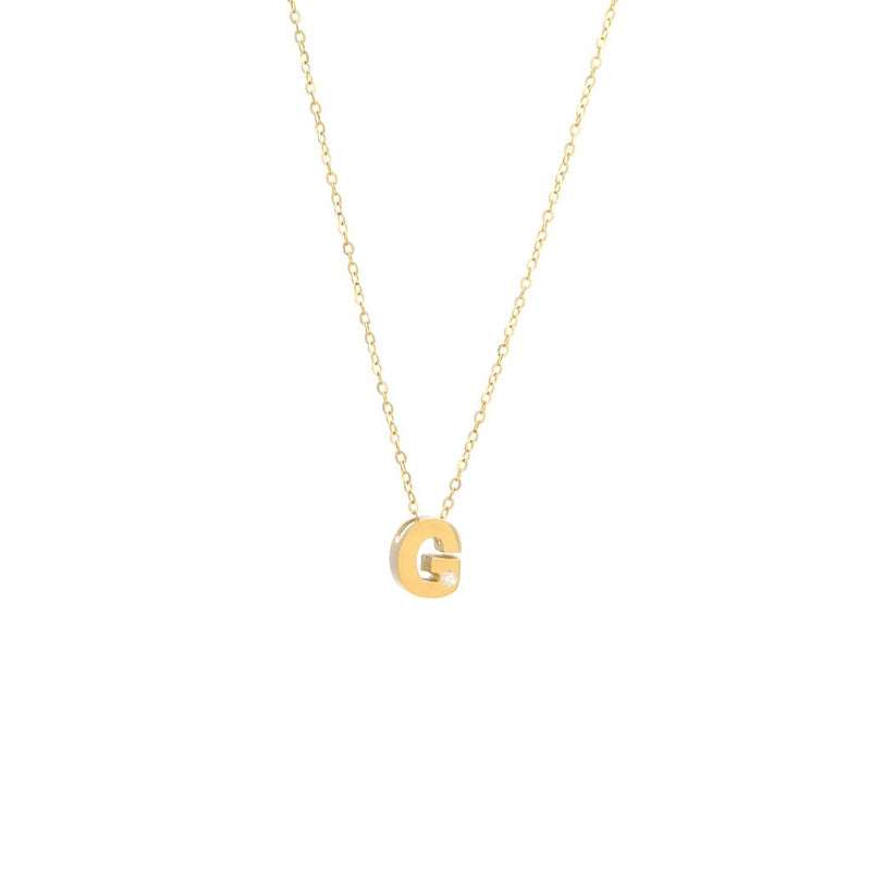 Yellow Gold Round Initial Necklace