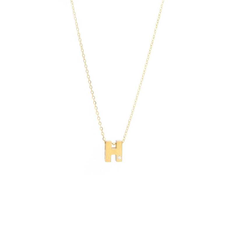 Yellow Gold Round Initial Necklace